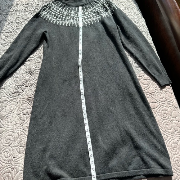 Talbots Fair Isle Black Mock Neck Sweater Dress - Picture 4 of 8